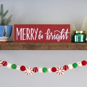 Peppermint Garland, Felt Ball Garland, Pom Pom Garland, Christmas Garland, Winter Garland, Felt Garland, Christmas Decor,  Peppermint Patty