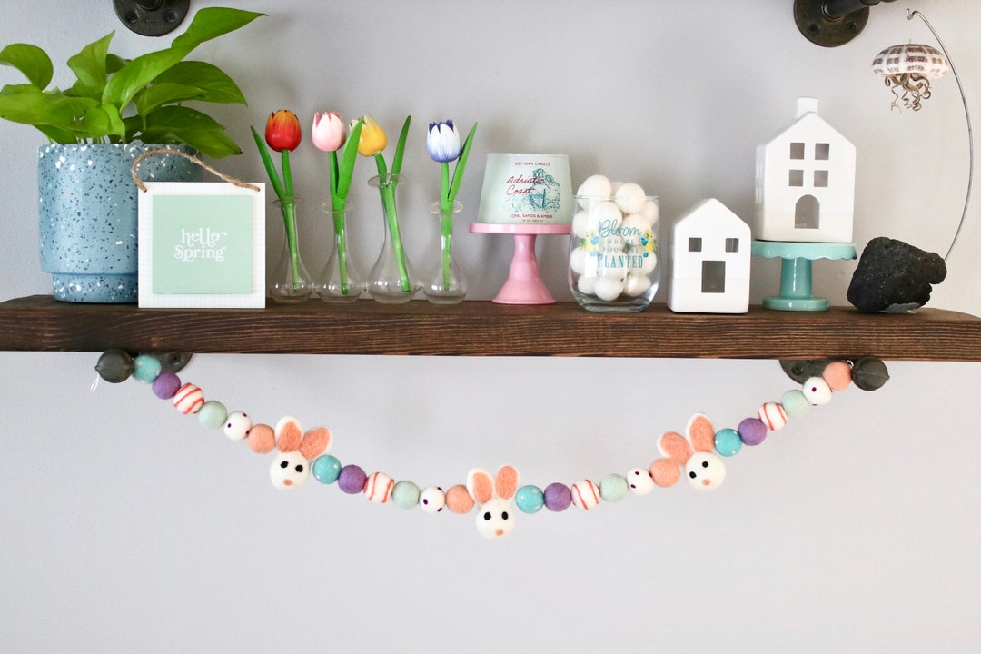 Easter Garland, Bunny Felt Ball Garland, Easter Felt Ball Garland ...