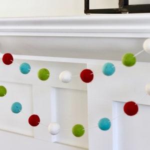 Pom Pom Garland, Felt Ball Garland, Christmas Garland, Christmas Decor, Holiday Garland, Felt Balls, Felt Garland, Christmas Felt Balls