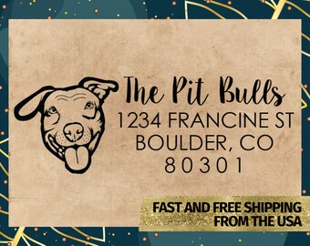 Pit Bull Address Stamp, Pit Bull Terrier Address Stamp, American Pit Bull Stamp, Dog Address Stamp, Housewarming Gift, Custom Address Stamp