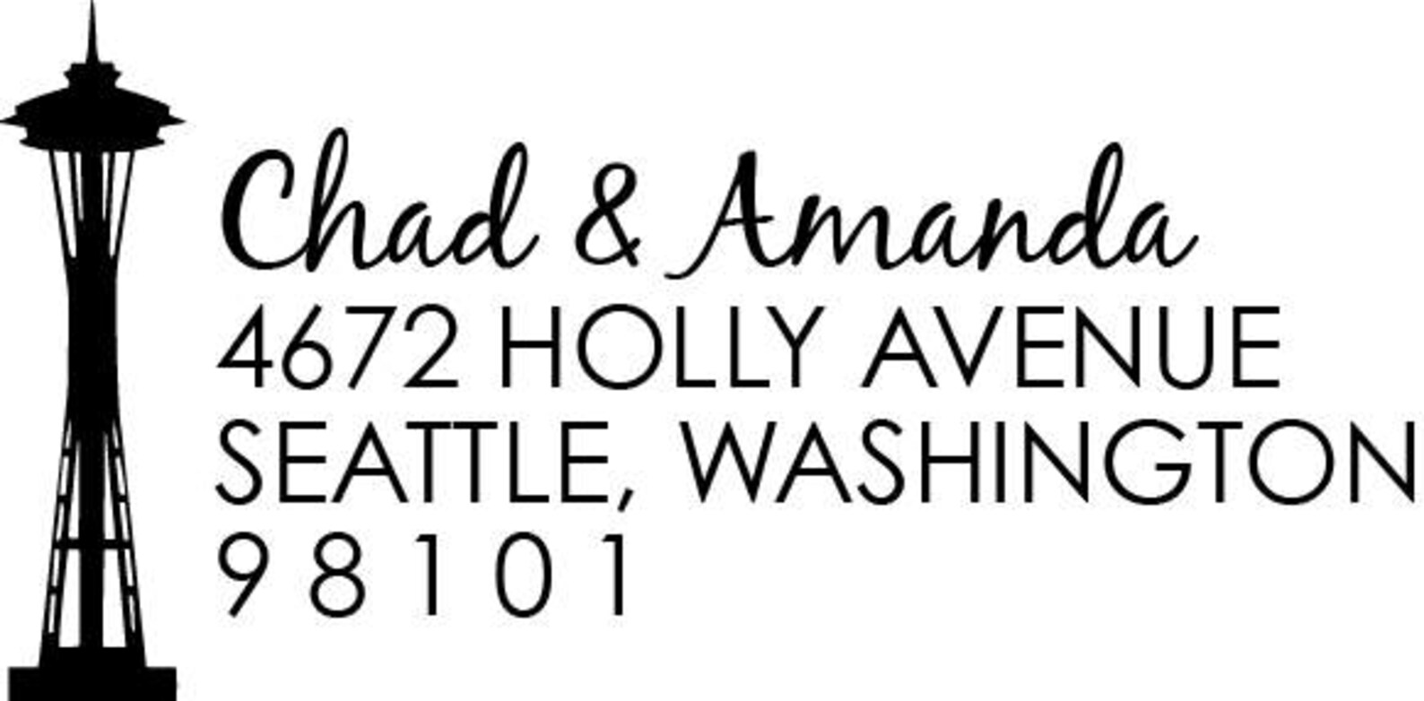 Seattle Address Stamp Space Needle Stamp Space Needle Etsy