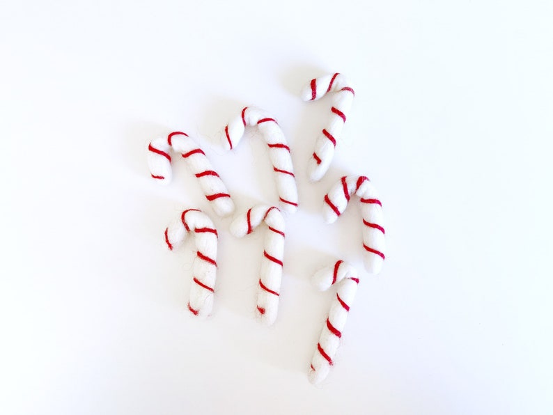 Felt Candy Cane, Christmas Felted Candy Canes, Christmas Felt Shapes, Felt Candy Cane for Garland, Candy Cane Garland image 4