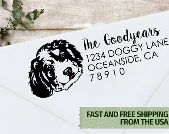 Bernedoodle Address Stamp, Dog Address Stamp, Doodle Address Stamp, Self Inking Address Stamp, Wedding Invitation Stamp, 0091