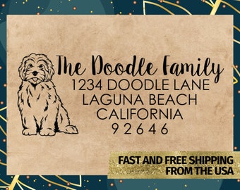 Goldendoodle Address Stamp, Labradoodle Custom Stamp, Golden Doodle Stamp, Labradoodle Stamp, Family Address Stamp, Dog Stamp