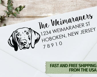 Weimaraner Address Stamp, Dog Address Stamp, Weimaraner Dog Stamp, Self Inking Address Stamp, Family Address Stamp 0088