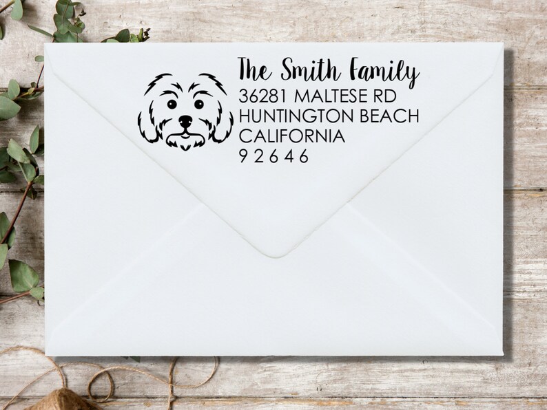 Maltese Address Stamp Dog Address Stamp Maltese Dog Stamp Etsy
