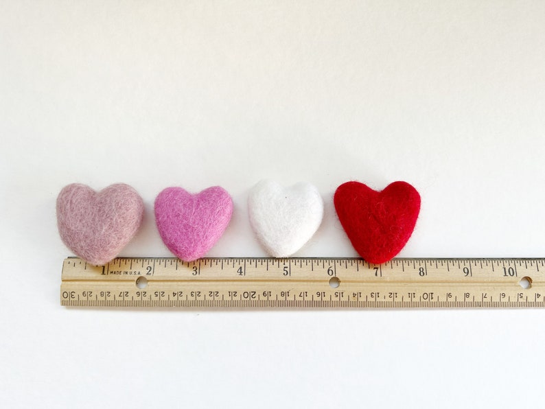 Felt Hearts, Valentines Day Felted Hearts, 4cm Felt Hearts for Garland image 4