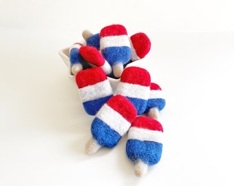 Felt Popsicles, Felt Ice Cream, Patriotic Popsicle, Fourth of July Garland, Fourth of July Tiered Tray Decor