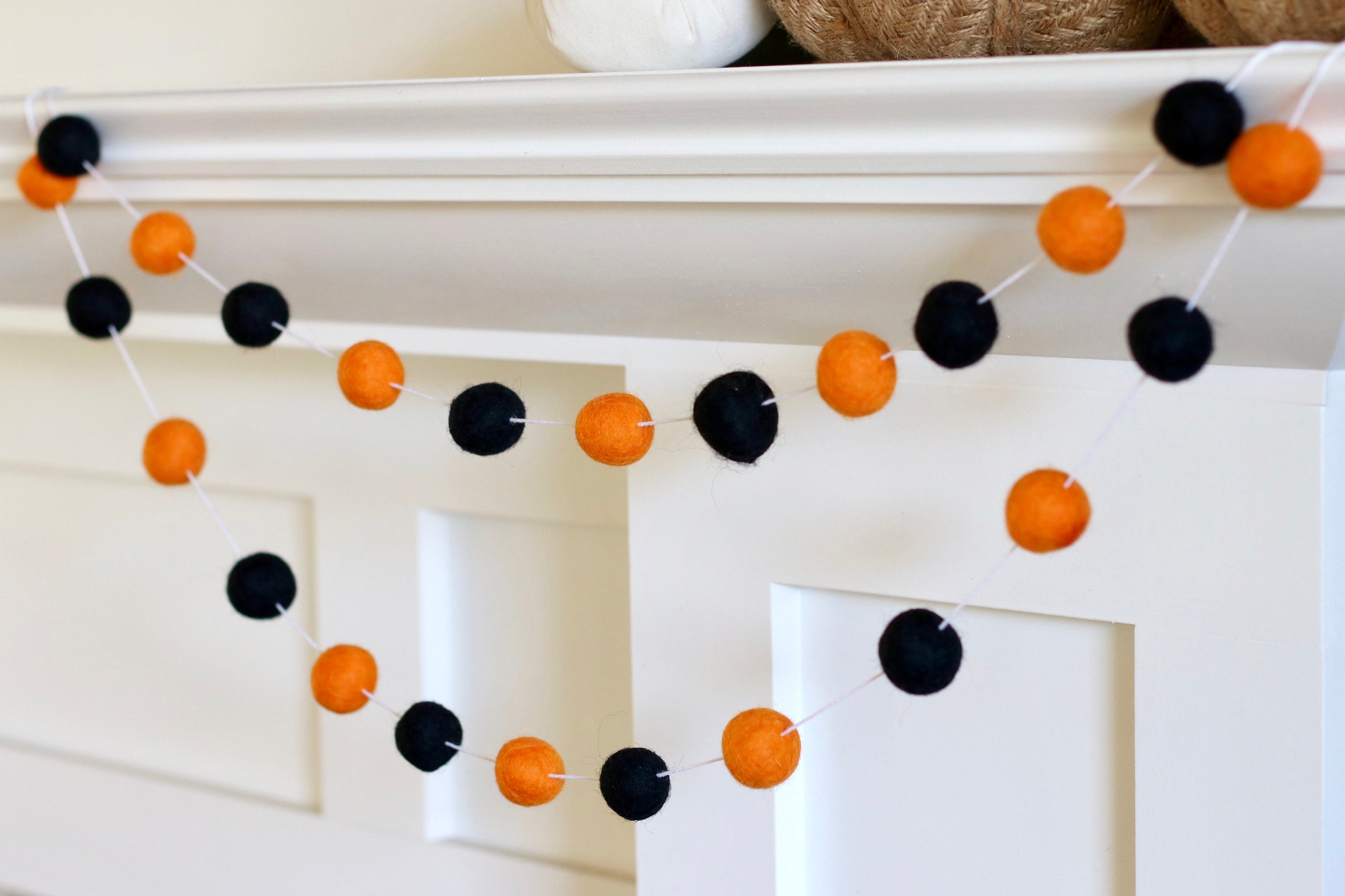 Halloween Garland Felt Ball Garland Pom Pom Garland Fall Etsy
