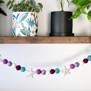 Summer Garland, Bright Garland, Tie Dye Garland, Felt Ball Garland, Pom Garland, Felt Garland, Spring Decor, Star Garland, Mantle Decor