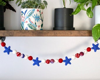 Summer Garland, 4th of July Garland, Fourth of July Garland, Independence Day Garland, Red White Blue Garland, Fourth of July Decor