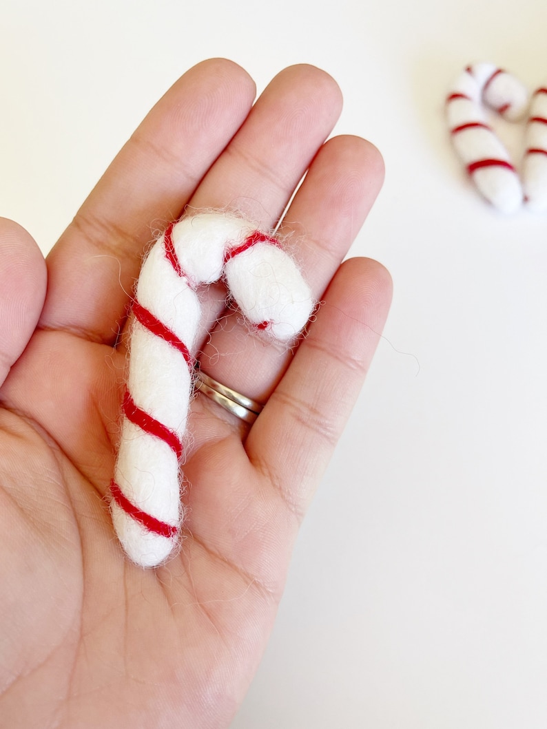 Felt Candy Cane, Christmas Felted Candy Canes, Christmas Felt Shapes, Felt Candy Cane for Garland, Candy Cane Garland image 5