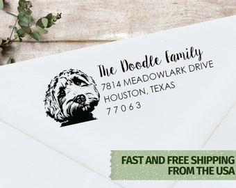 Labradoodle Address Stamp, Dog Address Stamp, Doodle Address Stamp, Self Inking Address Stamp, Family Address Stamp, Labradoodle Stamp 0070