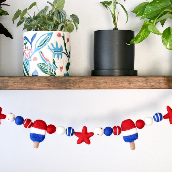Summer Garland, 4 juillet Garland, 4 juillet Garland, Independence Day Garland, Red White Blue Garland, Popsicle Garland