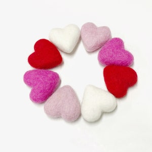 Felt Hearts, Valentines Day Felted Hearts, 4cm Felt Hearts for Garland image 1