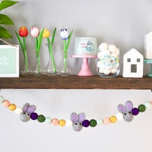 Easter Garland, Bunny Felt Ball Garland, Easter Felt Ball Garland, Spring Garland, Pastel Garland, Easter Bunny Garland