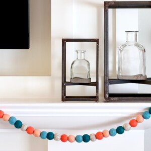 Spring Garland, Easter Garland, Felt Ball Garland, Pom Garland, Felt Garland, Spring Decor, Coral Felt Ball Garland