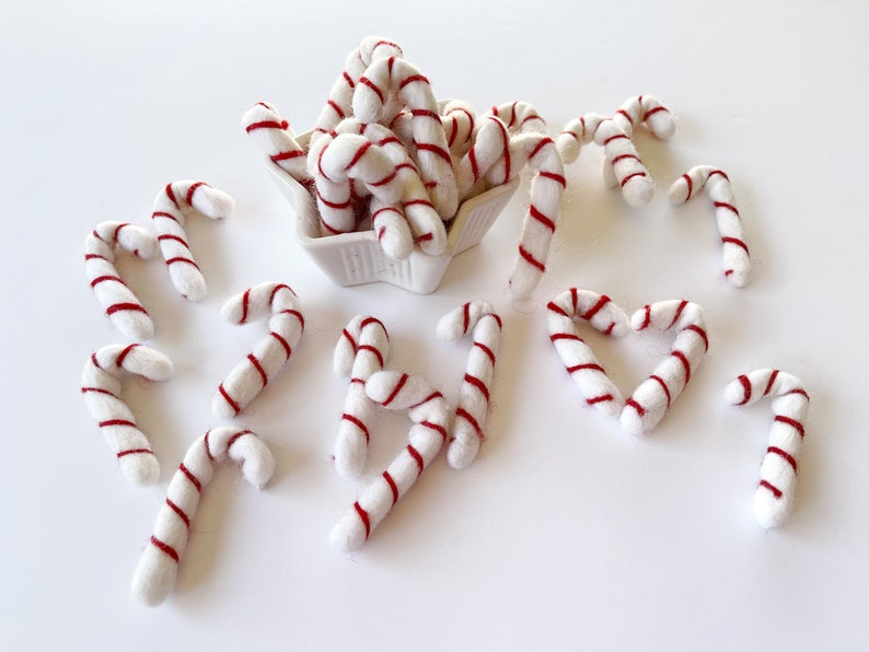 Felt Candy Cane, Christmas Felted Candy Canes, Christmas Felt Shapes, Felt Candy Cane for Garland, Candy Cane Garland image 1