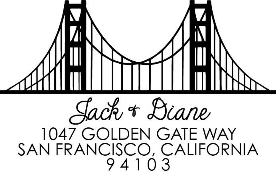 San Francisco Address Stamp Golden Gate Stamp Golden Gate Etsy