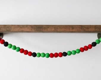 Kwanzaa Garland, Felt Ball Garland, Holiday Garland, Kwanzaa Felt Ball Garland, Kwanzaa Decor, Kwanzaa Decorations