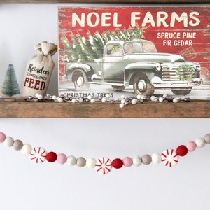 Peppermint Garland, Felt Ball Garland, Pom Garland, Christmas Garland, Winter Garland, Felt Garland, Christmas Decor, Christmas Felt Balls