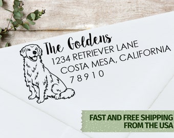 Golden Retriever Address Stamp, Dog Address Stamp, Pet Address Stamp, Self Inking Address Stamp, Family Address Stamp 0077