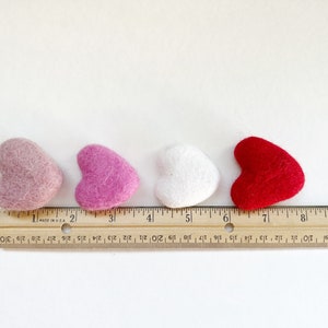 Felt Hearts, Valentines Day Felted Hearts, 4cm Felt Hearts for Garland image 3