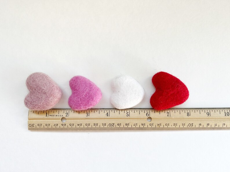 Felt Hearts, Valentines Day Felted Hearts, 4cm Felt Hearts for Garland image 3