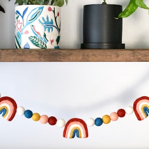 Rainbow Garland, Rainbow Felt Ball Garland, Nursery Garland, Nursery Decor, Rainbow Baby Garland, Baby Shower Garland, Baby Room Garland