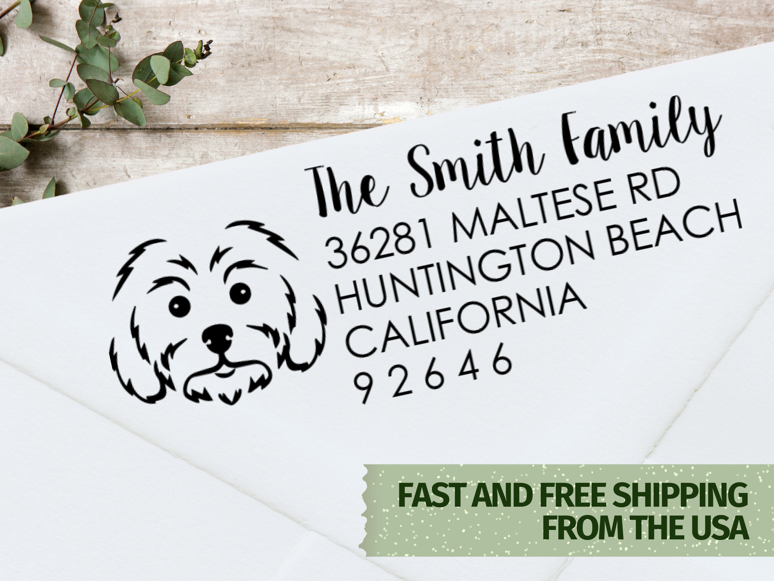 Maltese Address Stamp Dog Address Stamp Maltese Dog Stamp Etsy