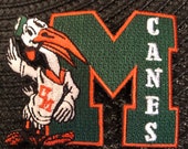 University Of Miami Hurricanes Vintage Embroidered Iron On Patch 3 quot x 2.5 quot