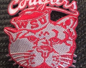 WSU Wazzu Washington State Cougars Vintage Embroidered Iron-On Patch 3 X 2.5 quot