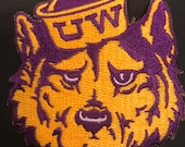 UW Washington Huskies Embroidered Iron On Patch Vintage 3 quot x 2.5 quot