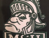 MSU Michigan State Spartans embroidered iron on patch vintage 3.5 x 2.75 quot