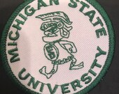 MSU Michigan State Spartans embroidered iron on patch vintage 3.5 x 2.75 quot