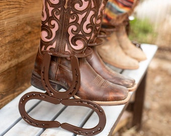 Horseshoe Boot Rack. Boot Rack, Boot Storage, Cowboy Boot Organizer,  Horseshoe Decor, Horseshoe Art, Country Decor, Country Chic Decor