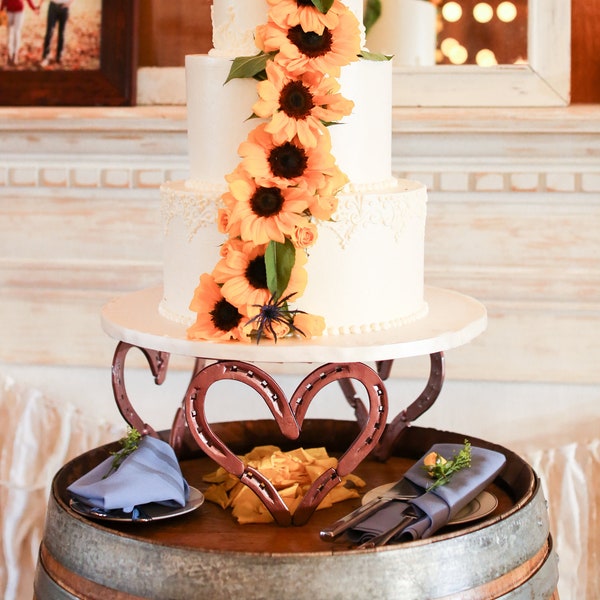 Rose Gold Horseshoe Wedding Cake Stand, Rose Gold Wedding Cake Stand, Rustic Cake Stand