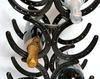 Valentines Gift Country Home Decor- Horseshoe Kitchen Decor Horseshoe Decor Wine Rack Rustic Decor Horseshoe Art Horseshoe Wine Rack