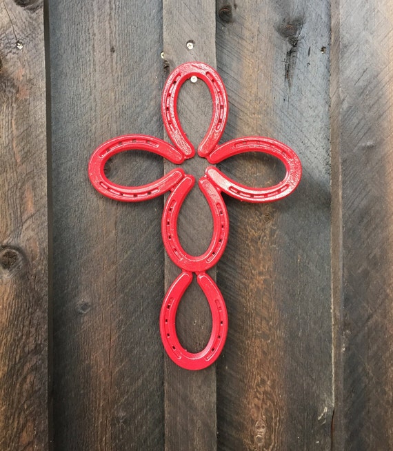 Horseshoe Cross Horseshoe Decor Horseshoe Art Wall Decor Etsy