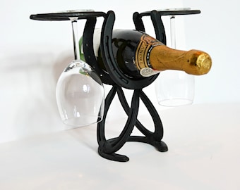 Black Wine Rack, Horseshoe Wine Rack, Country Kitchen Decor, Wine Glass Holder, Horseshoe Art, Horseshoe Decor, Rustic Kitchen Decor