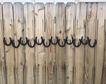 Horseshoe Coat Rack- Horseshoe Hooks - Horseshoe Art - Horseshoe Decor - Western Art- Country Decor - Coat Rack - Tack Hooks - Country Decor