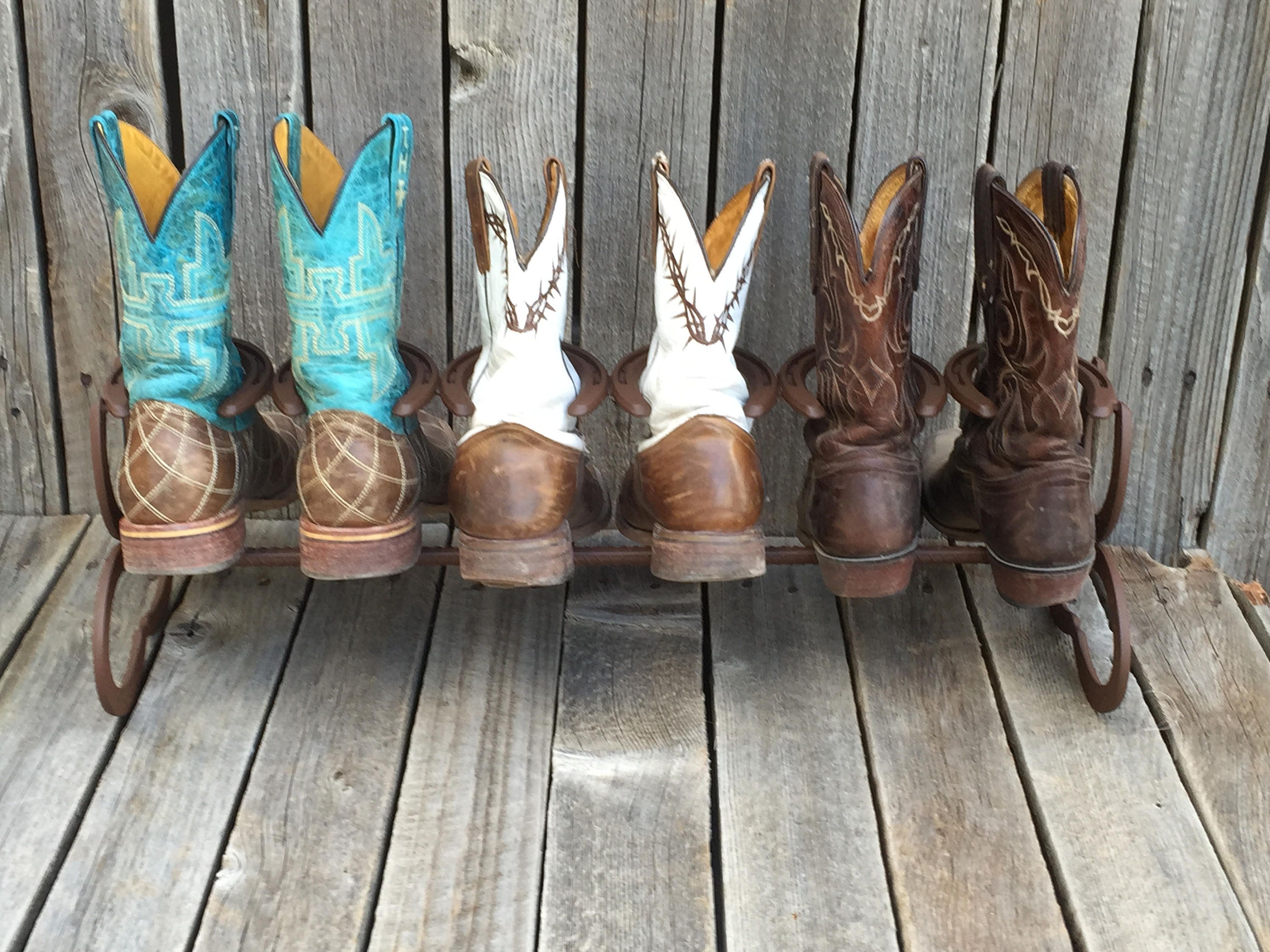 Cowboy Boot Rack Ideas  Tata Harper's rustic homemade shoe