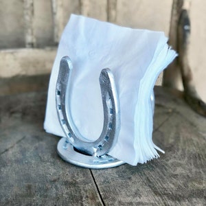 Silber Hufeisen Serviettenhalter, Bauernhaus Küche Dekor, Pferdeliebhaber Geschenk, Bauernhaus Hauseinweihung Geschenk