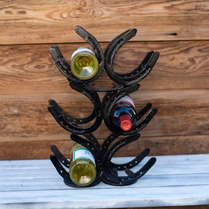 Wine Rack, Horseshoe Wine Rack, Horseshoe Art, Horseshoe Decor, Wine Display, Wine Organizer, Farm House Decor, Country Kitchen Decor