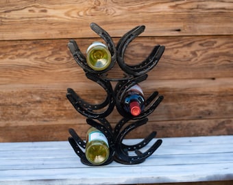 Wine Rack, Horseshoe Wine Rack, Horseshoe Art, Horseshoe Decor, Wine Display, Wine Organizer, Farm House Decor, Country Kitchen Decor