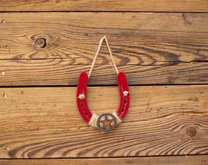 Red Lucky Horseshoe Wall Decor, Texas Star Horseshoe, cadeau de pendentiante pour les amoureux des chevaux