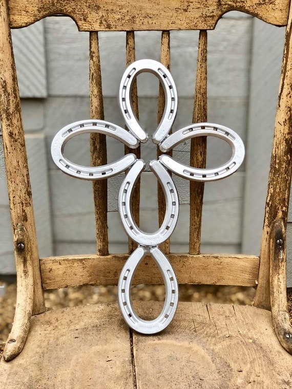 Silver Horseshoe Cross, Horseshoe Art, Horseshoe Decor, Country