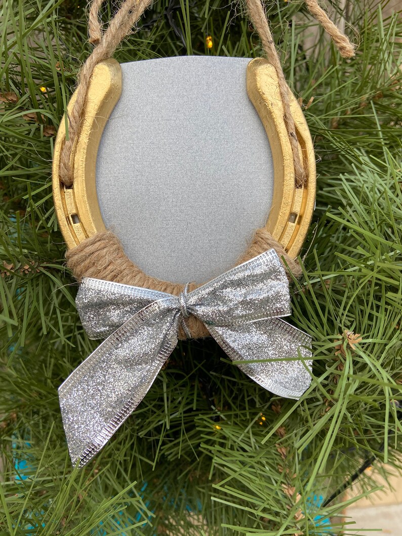 Gold Horseshoe Picture Frame Christmas Tree Ornament Etsy