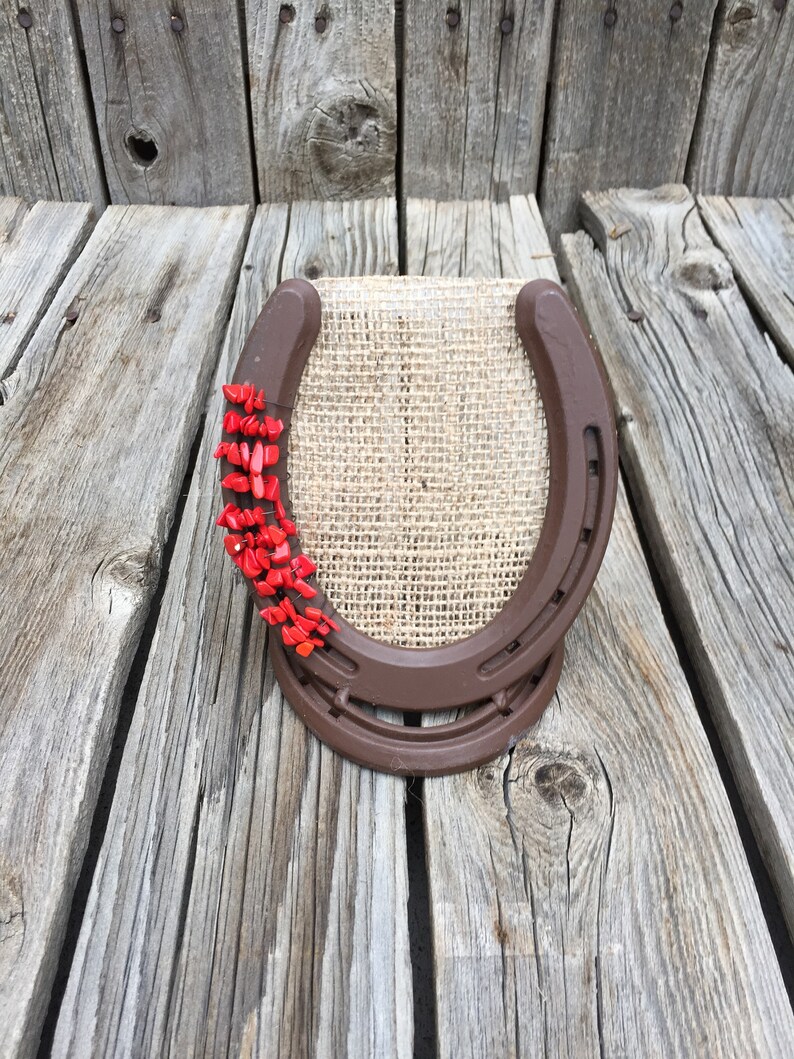 Brown Lucky Horseshoe Earring Holder Horse lover gift to organize jewelry