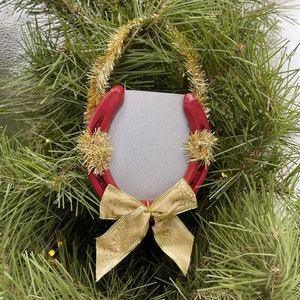 Cadre d’arbre de Noël en fer à cheval rouge - Décorations de Noël - Décorations en fer à cheval - 2022 Ornement